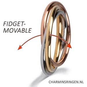 Rolling Anxiety Fidget Ring Rose-Gold-Steel: Easy Order size 16-17-18-19