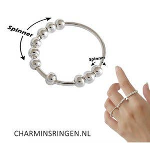 Classic Anxiety Fidget Ring with 10 Steel Balls: Easy Order size 16-17-18-19