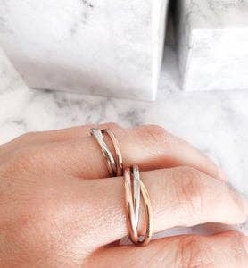 Rolling Anxiety Fidget Ring Rose-Gold-Steel: Easy Order size 16-17-18-19