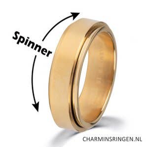 Spinning Anxiety Fidget Ring Shiny Gold: Easy Order size 16-17-18-19