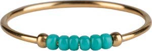 Anxiety Ring Palm Petrol Blue Beads Goldplated: Easy Order size 16-17-18-19